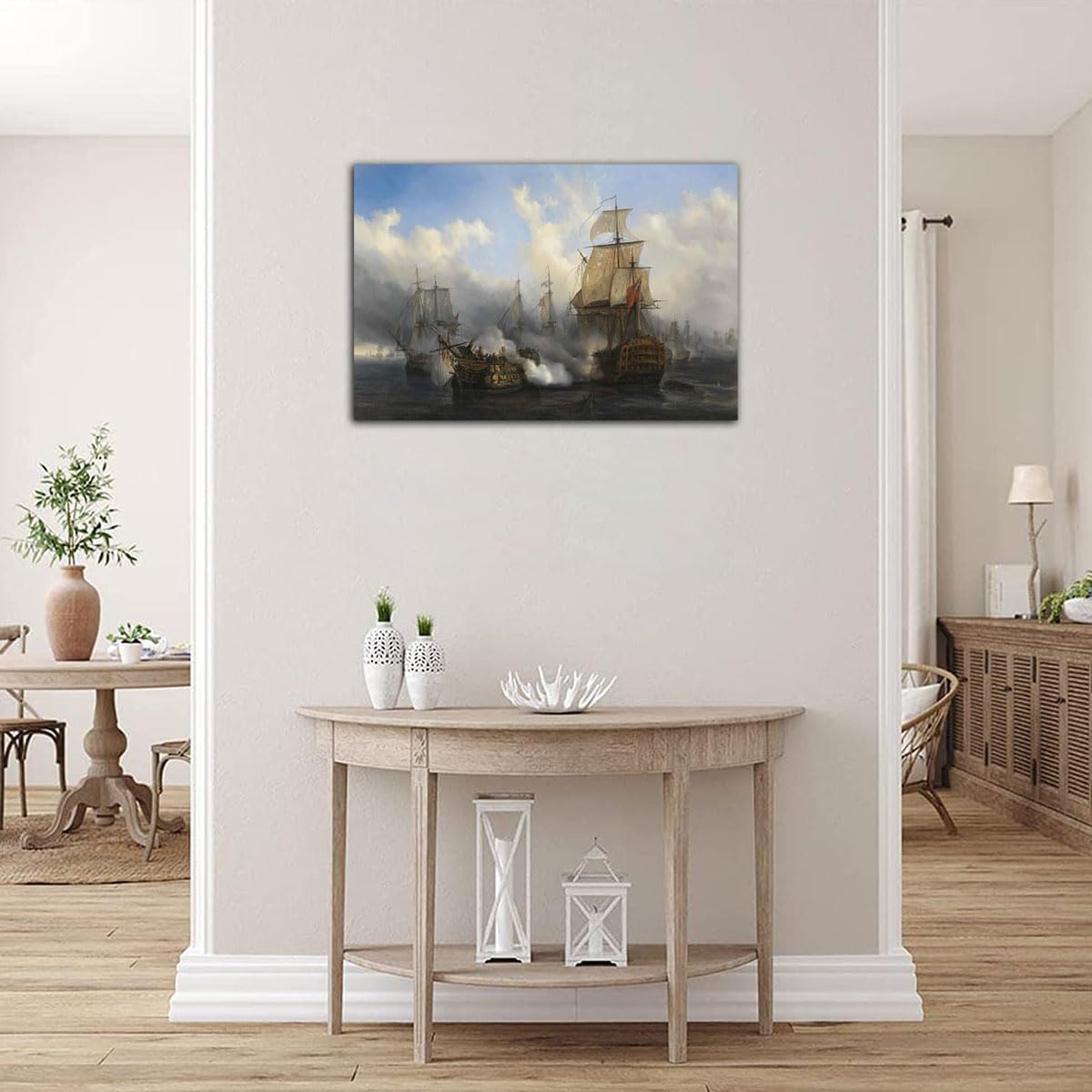 Ship Naval Battle Wall Art Picture Pirate Ship Sailboat Poster Print Canvas Painting Modern Home Living Room Office Decor (16x24inch(40x60cm),No Framed)