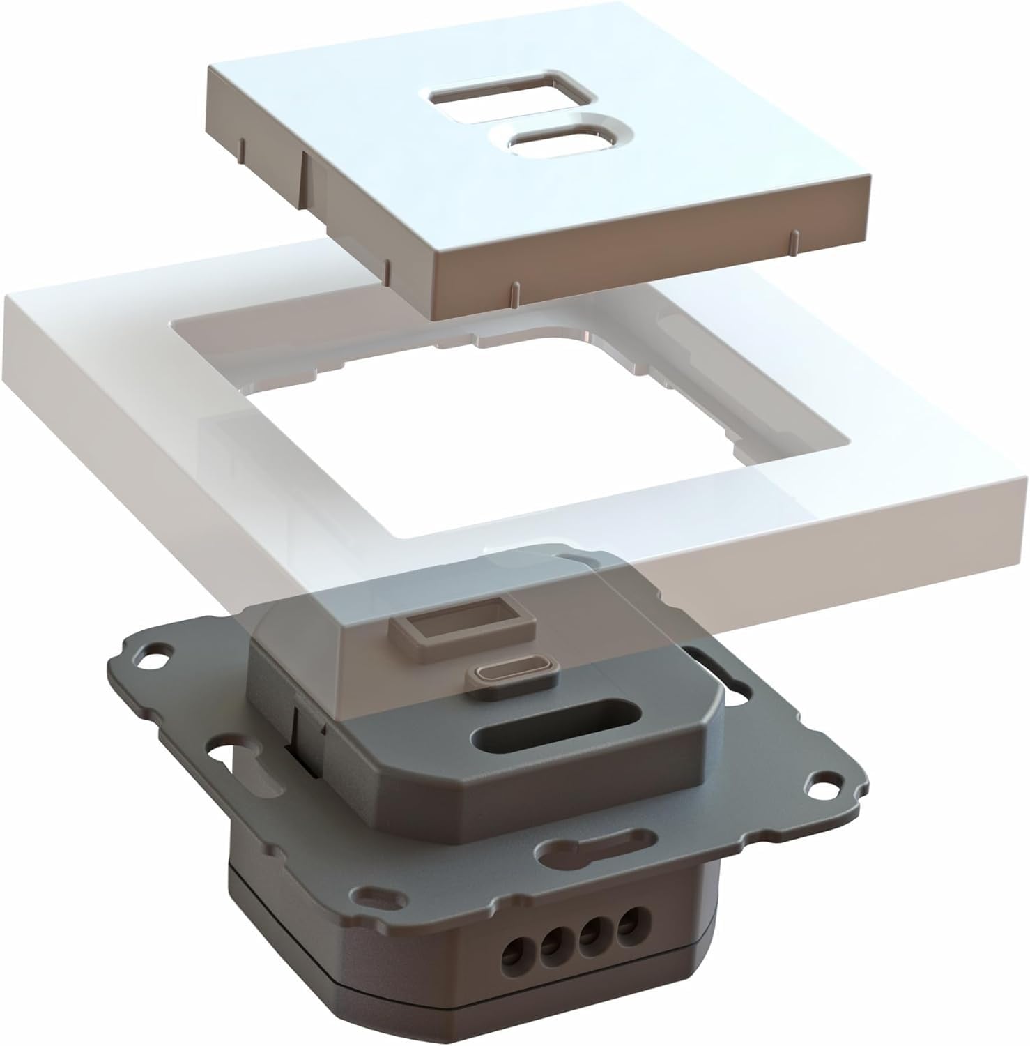 EBROM USB-C + USB-A Unterputz Schnelllader - Steckdose, Ladestation, 45+15 Watt, Schnellladefunktion für Wearables Smartphones Tablets, Passend für Viele 55x55mm Schaltersysteme