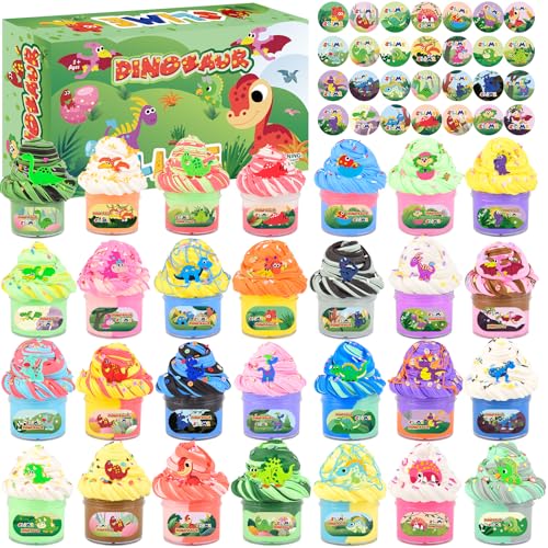 Geileader 28 Pack Butter Slime Kit for Kids Ages 4-8+, Sensory Toys with Dinosaur Theme, Perfect as Slime Party Favors, Classroom Prizes & Stress Relief Gifts
