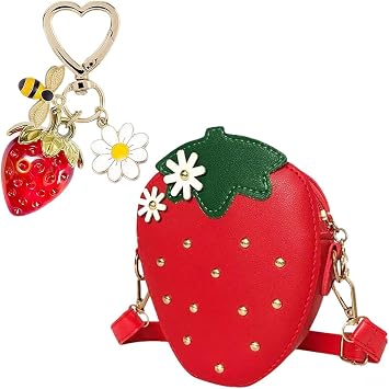 Tsangbaby Strawberry Shaped Bag Cute Strawberry Keychain Charms for Purse Halloween Strawberries Key Chain Charms for Festival Gift