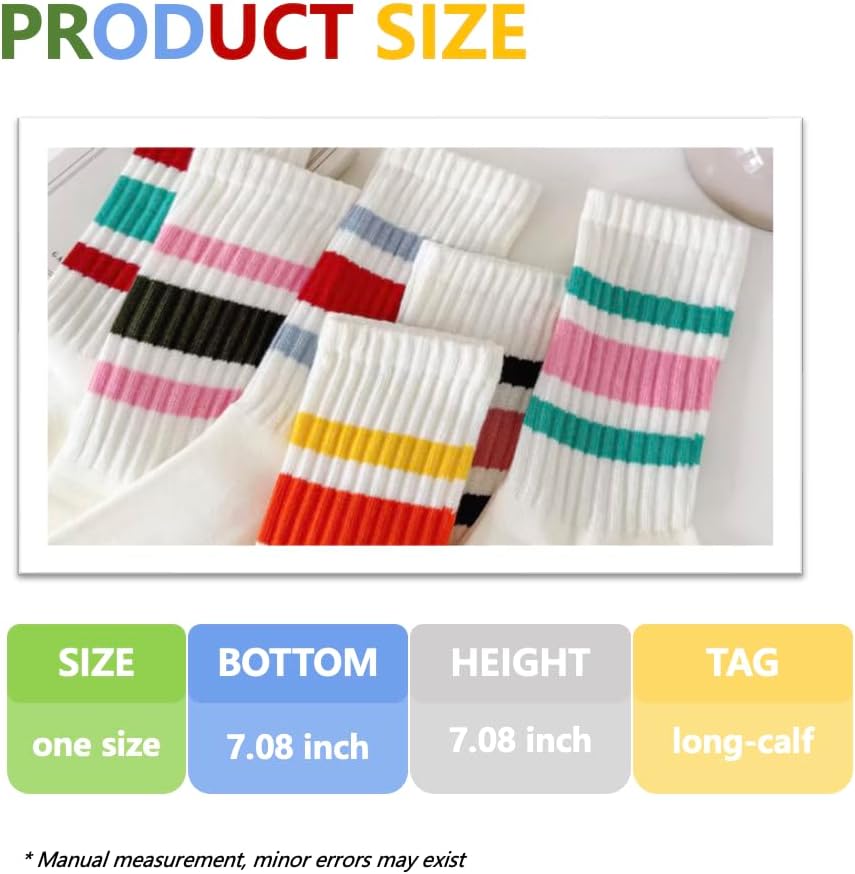 Women Striped Retro Novelty Socks Slouch Socks Athletic Calf Tube Cotton Socks - Image 6