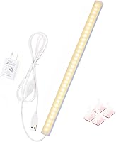 Vista 1 de JUSJUBR Luz LED delgada de 12 pulgadas para debajo del gabinete con función de memoria, barra de luz USB regulable blanca cálida de 3000 K