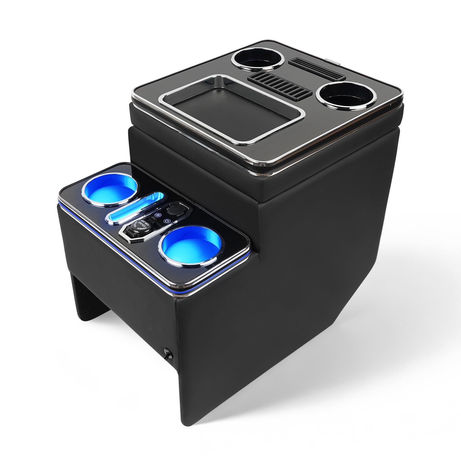 Mittelkonsole Auto Für V-Klasse V220 V250 V260 W447, Mittelkonsole Organizer Auto mit 7 Farben LED-Leuchten, USB und Getränkehalter, Mittelkonsole Box mit Mehrere Stauräume