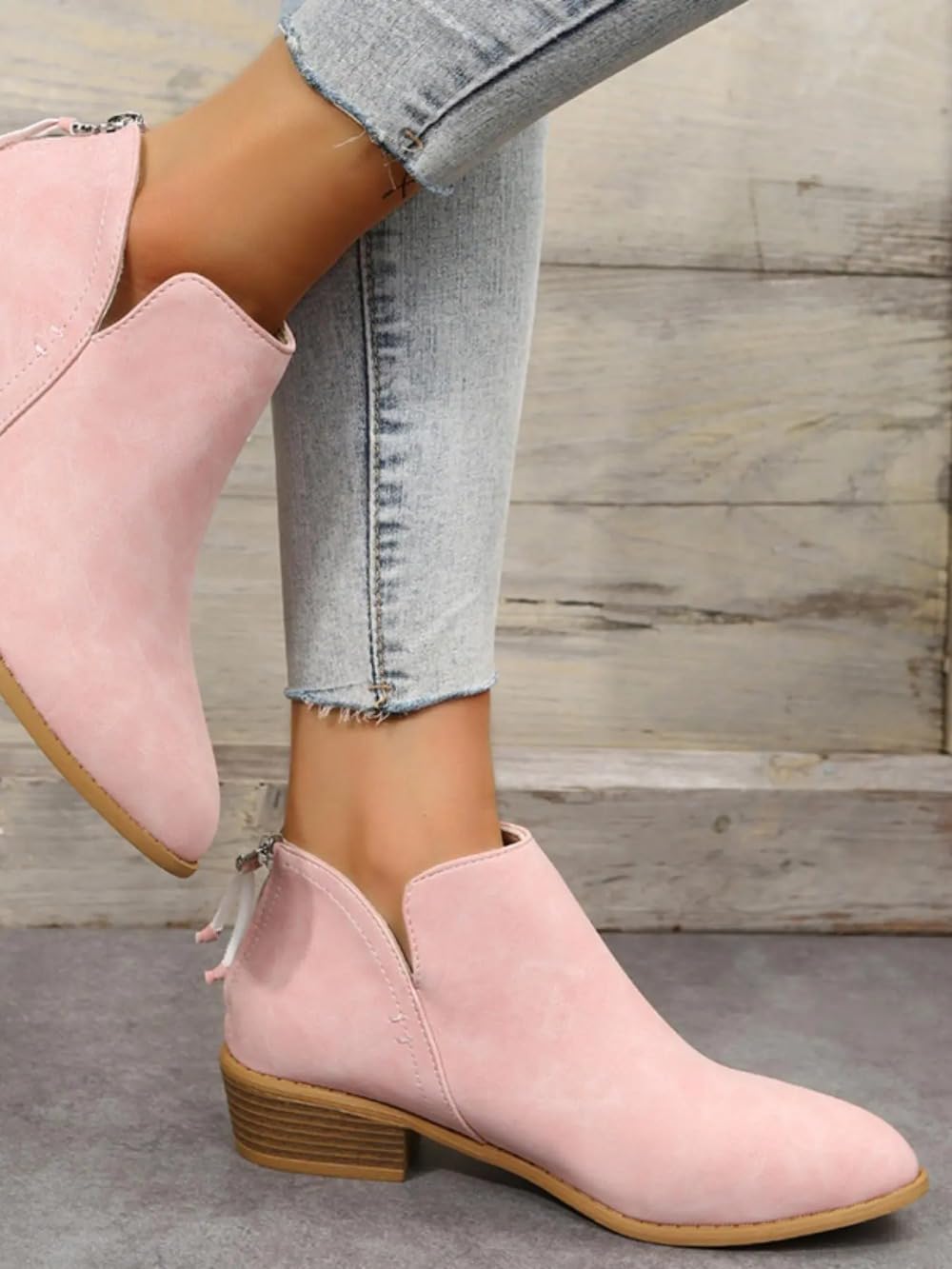 Stivali da donna alla moda tinta unita comfort caviglia Western