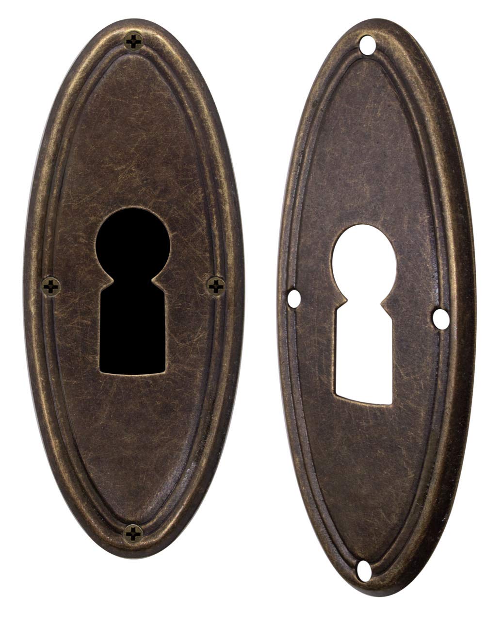 FUXXER 6 x Targhe antiche per chiavi, rosette per serrature, in bronzo e ottone, 60 x 24 mm, set da 6 pezzi