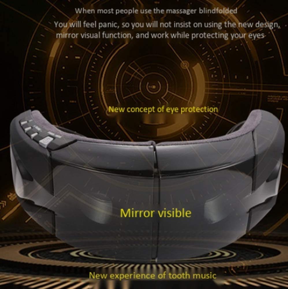 Massager de ojos con calor, espejo visual, compresión Bluetooth Música de la música recargable Masajeador de la terapia de ojos para relevar cepa de ojos Círculos oscuros Bolsas de ojo Ojo seco
