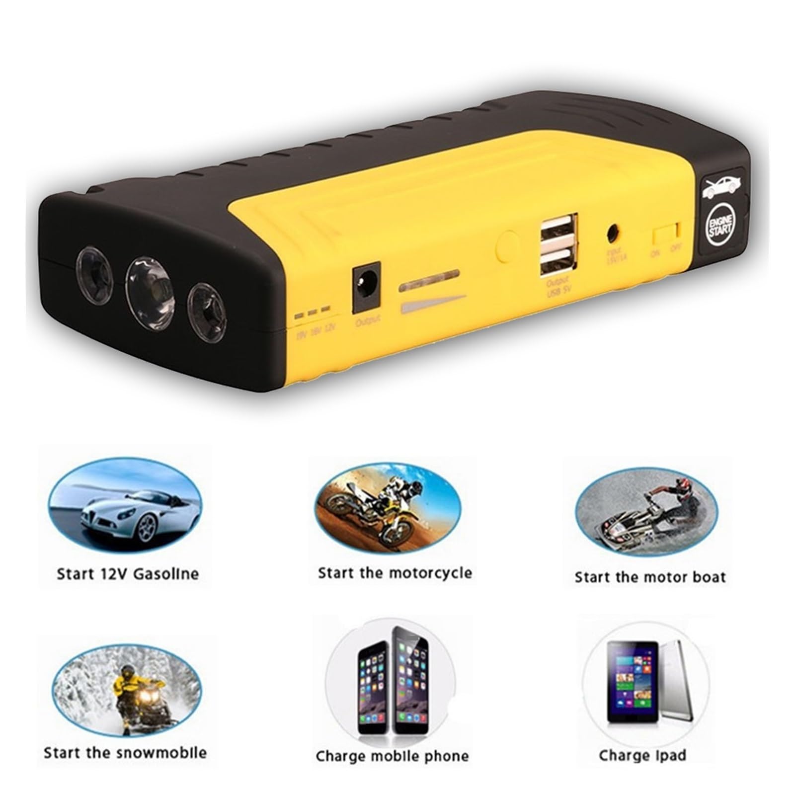 Duża Pojemność 12V Urządzenie Do Uruchamiania Awaryjnego Samochodu Power Bank 600A Przenośne Urządzenie Rozruchowe Wzmacniacz Akumulatora Samochodowego Ładowarka Rozrusznik Samochodowy Szybkie I Wydaj