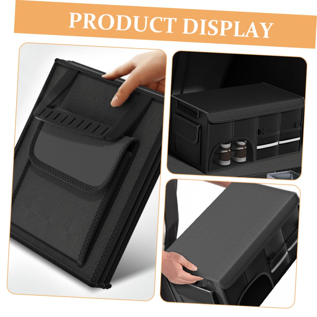 Cabilock Organizador de Maletero con Gran Capacidad de Tela Oxford Plegable Negro Diseño Elegante y Resistente para Coche Adecuado para Camping y Organización Hogar