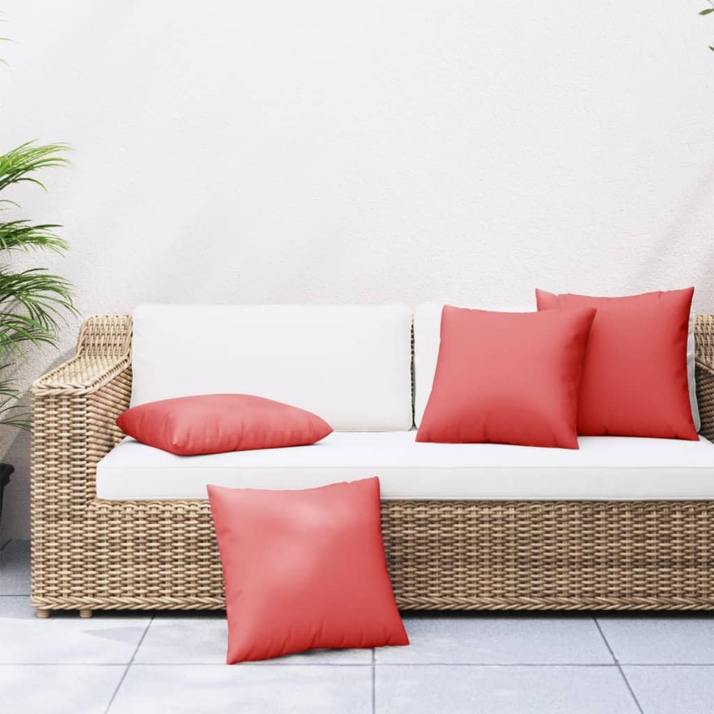 Cojines de sofá de tela roja de alta densidad 50x50 cm para salones exteriores elegantes