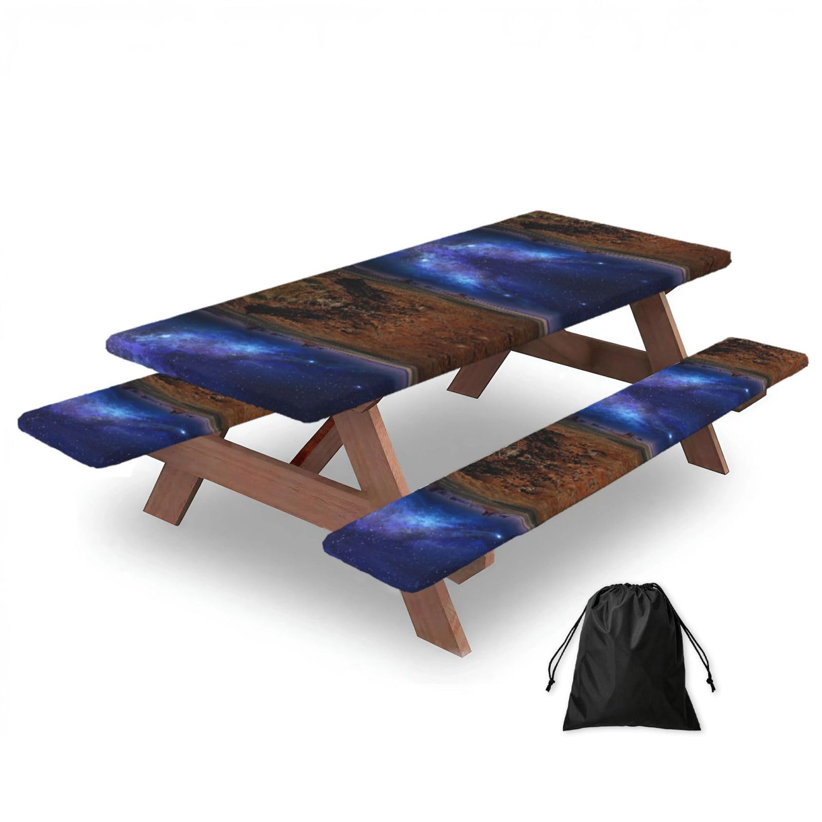 EZDLOWVBA Desert Monument Valley Landscape Print Picnic Table Cover With Bench Covers Waterproof Fitted Picnic Table Outdoor Elastic Picnic Tablecloth Outdoor Camping Essentials(3pcs)
