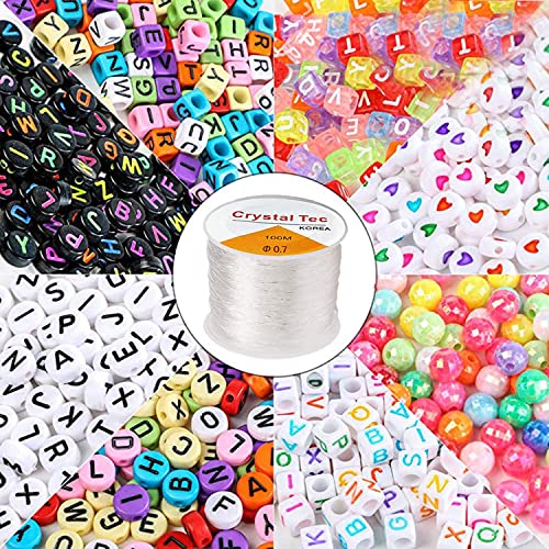 Image of Beadsnfashion Clear Crystal Bracelet Stretchable Elastic Thread Beading String Cord for Beading and Jewellery Making 100 Mtrs Spool, Size 0.70 mm and 1 mm Combo.