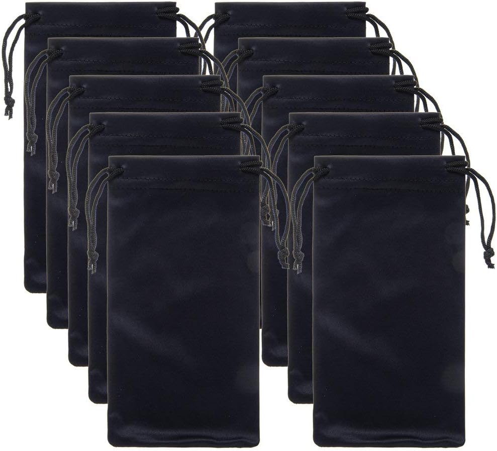 EMAAN10 Pack - Microfiber Bag, Drawstring Bag Sunglasses Eyeglass Bag and Gadget Storage Bag (Black)