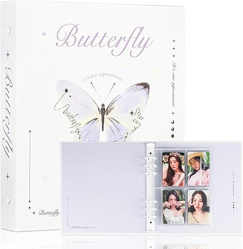 Baskiss Carpeta para tarjetas fotográficas A5 Kpop con 30 páginas de 4 bolsillos y un divisor, bonito 120 bolsillos y 6 anillas, álbum de ajuste