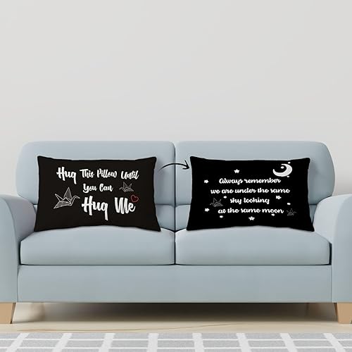 Miniatura 4 de Funda de almohada reversible Hug This Pillow Until You Can de 12 x 20 pulgadas funda de cojín para decoración del hogar regalo de relaciones de