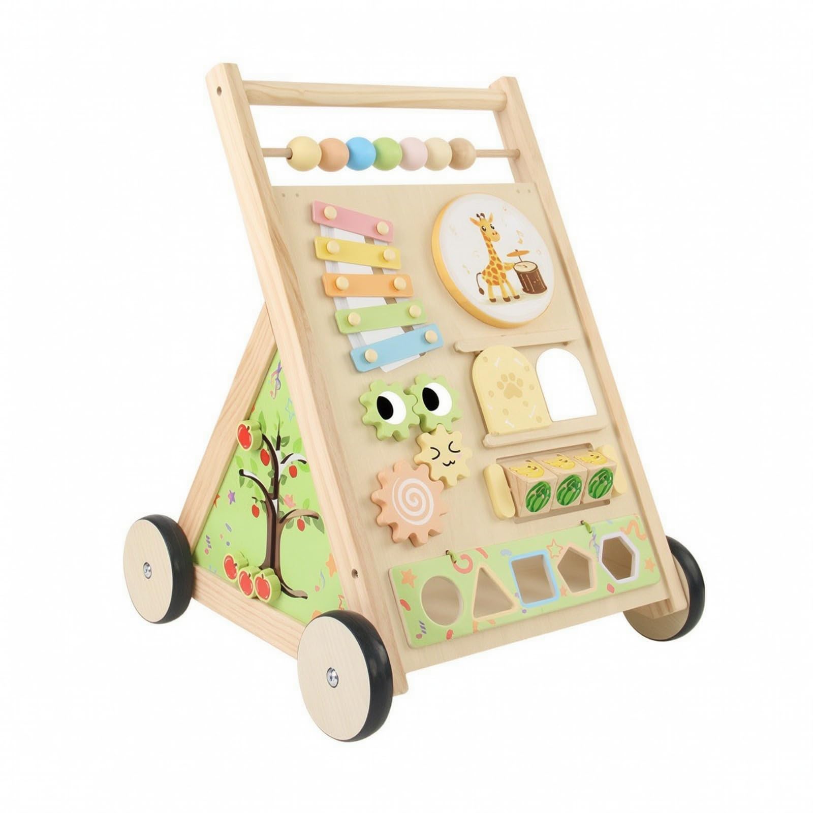 Amagogo Camminatore per Bambini in Legno Robusto | Telaio Aperto Resistente, Attività per primi passetti, a Spinta in Legno, Tempo di Apprendimento pervisionato, Stile A
