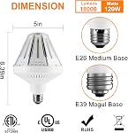 1200W Equivalent Led Corn Light Bulbs 18000 Lumen LED Corn Bulb 120W 5000K Daylight White Lamp,E26/E39 Medium Mogul Base,2-Pack Large Area Lights for Outdoor Indoor Garage Warehouse Factory Workshop
