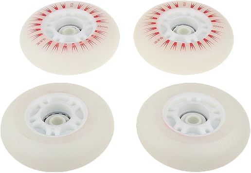4 pieces Inline Roller Skate Wheels with Led, Durable Luminous Bright Wheels for Sliding, 80mm, Red