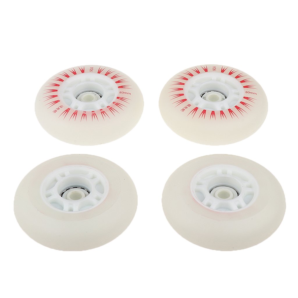 4 sztuki kółek do wrotek z diodami LED, trwałe, świecące, jasne kółka do przesuwania, 80 mm, czerwone