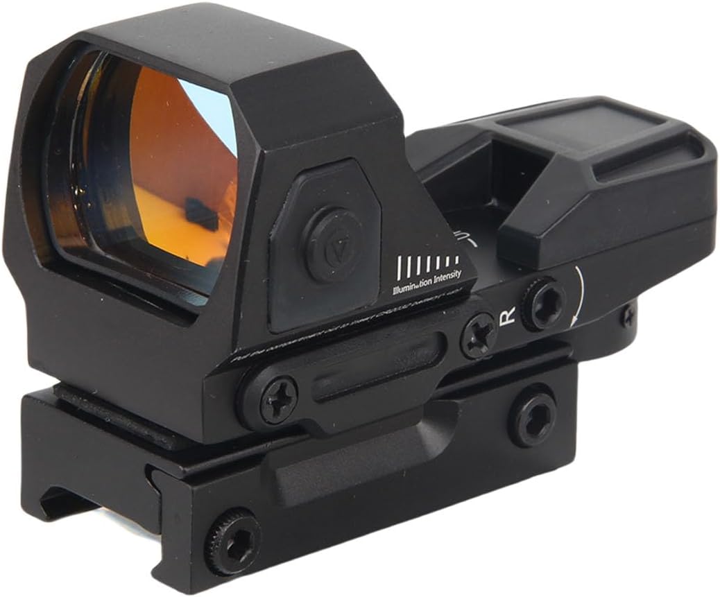 Tactical Reflex Sight, Multiple Reticle Red Dot Sight with Picatinny Rail Mount, Absolute Co-Witness