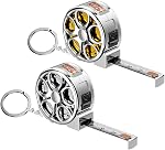 Compact 2m Stainless Steel Tape Measure Metric + Imperial Double-Sided Scale with Keychain - Durable, Waterproof Mini Ruler - Ideal for DIY, Office & Woodworking Projects (Gold)