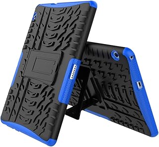 Hard Case for Huawei Mediapad T3 10 (9.6") 2017,DETUOSI Shock-Absorption High Impact Resistant Heavy Duty Armor Defender Cover with Kickstand for Huawei Mediapad T3 10 (2017) 9.6inch Tablet #Dark Blue