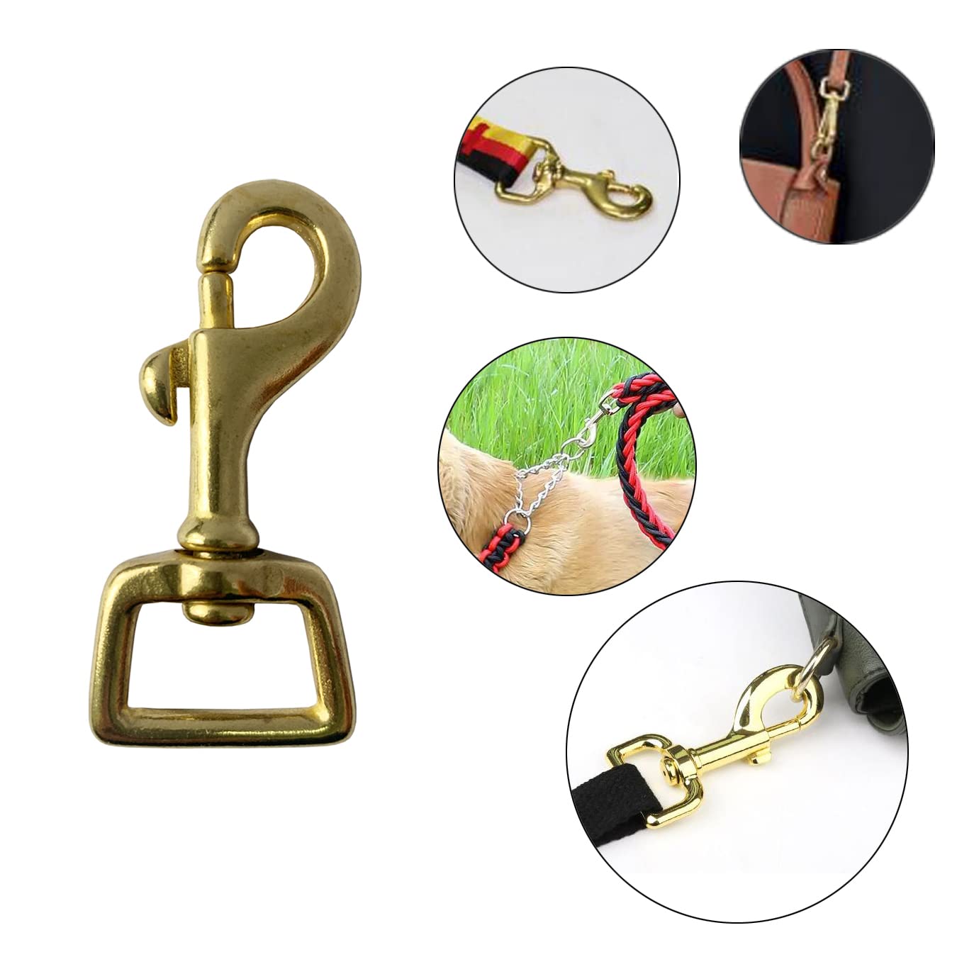 aufodara 2 Pcs Sturdy Brass Swivel Carabiner for Dog Leash DIY Bag Accessories, Backpack Straps, Dog Collars, Paracord Rope - Image 3