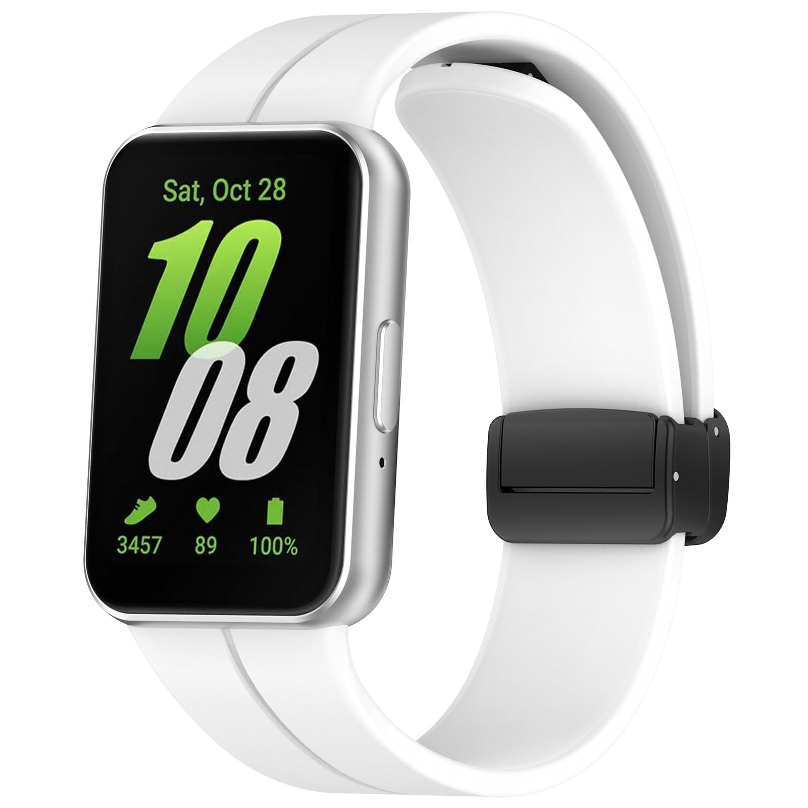 Gheper Replacement Watchband Compatible with Samsung Galaxy Fit3[2024] SM-R390 Magnetic Folding Buckle Design Silicone Sport Wristband Band Bracelet Quick Release Strap