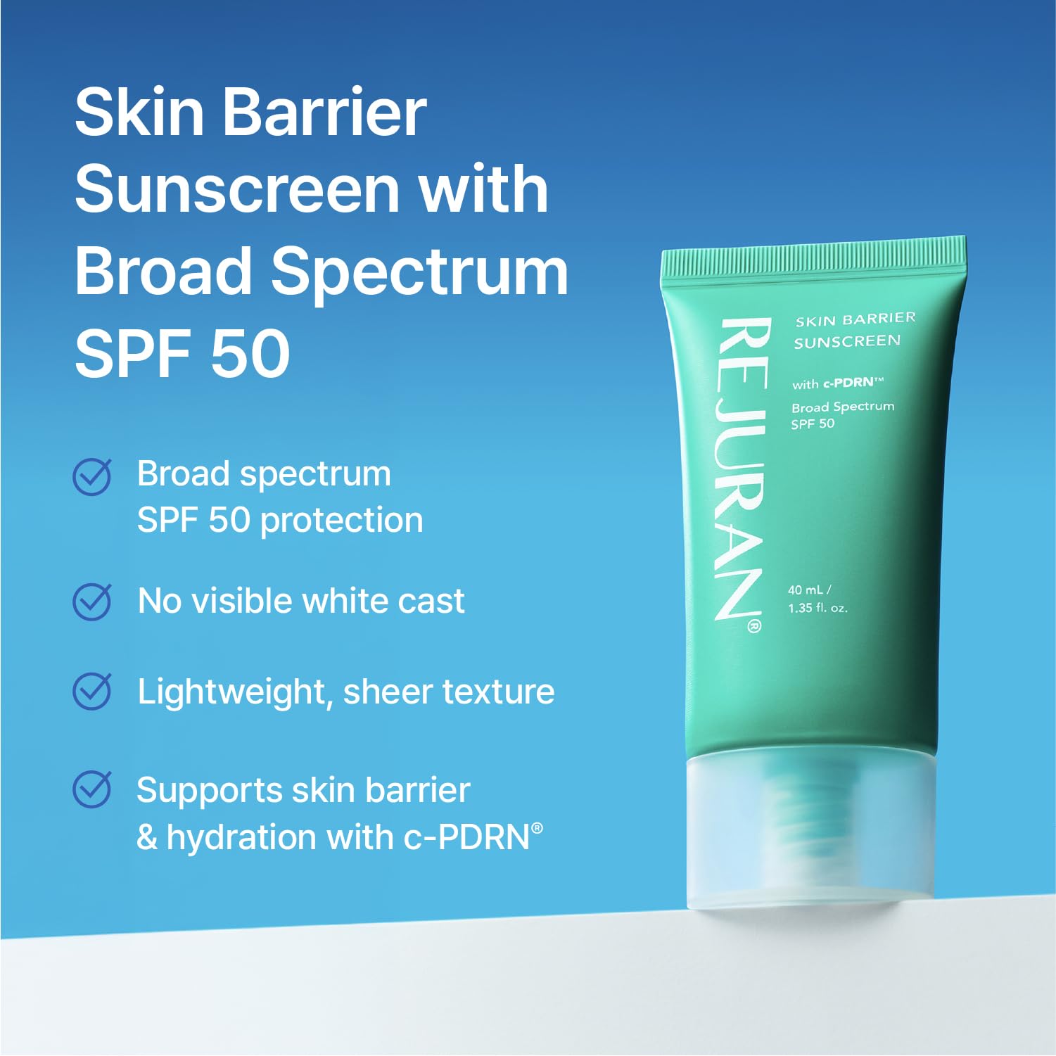 REJURAN Skin Barrier Sunscreen SPF 50, c-PDRN® Daily Sunscreen, 1.35 fl oz