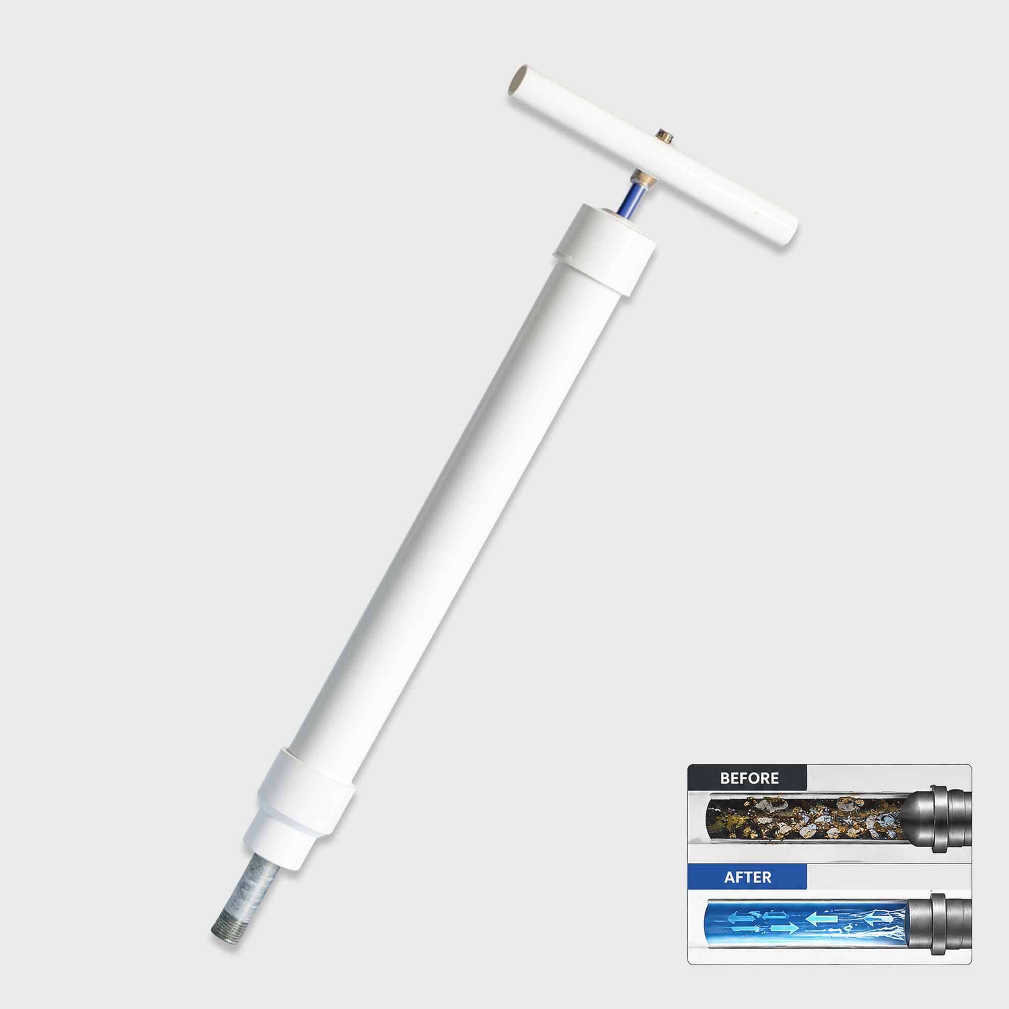 Justhobby High-Pressure Drain Blockage Remover Hand Pump | Sink & Pipe Cleaner for Bathroom, Kitchen & Toilet | Inlet Pipeline Cleaning Tool | Tap Water Flow & Pressure Booster (Fits GI & PVC Nipples)-image-45