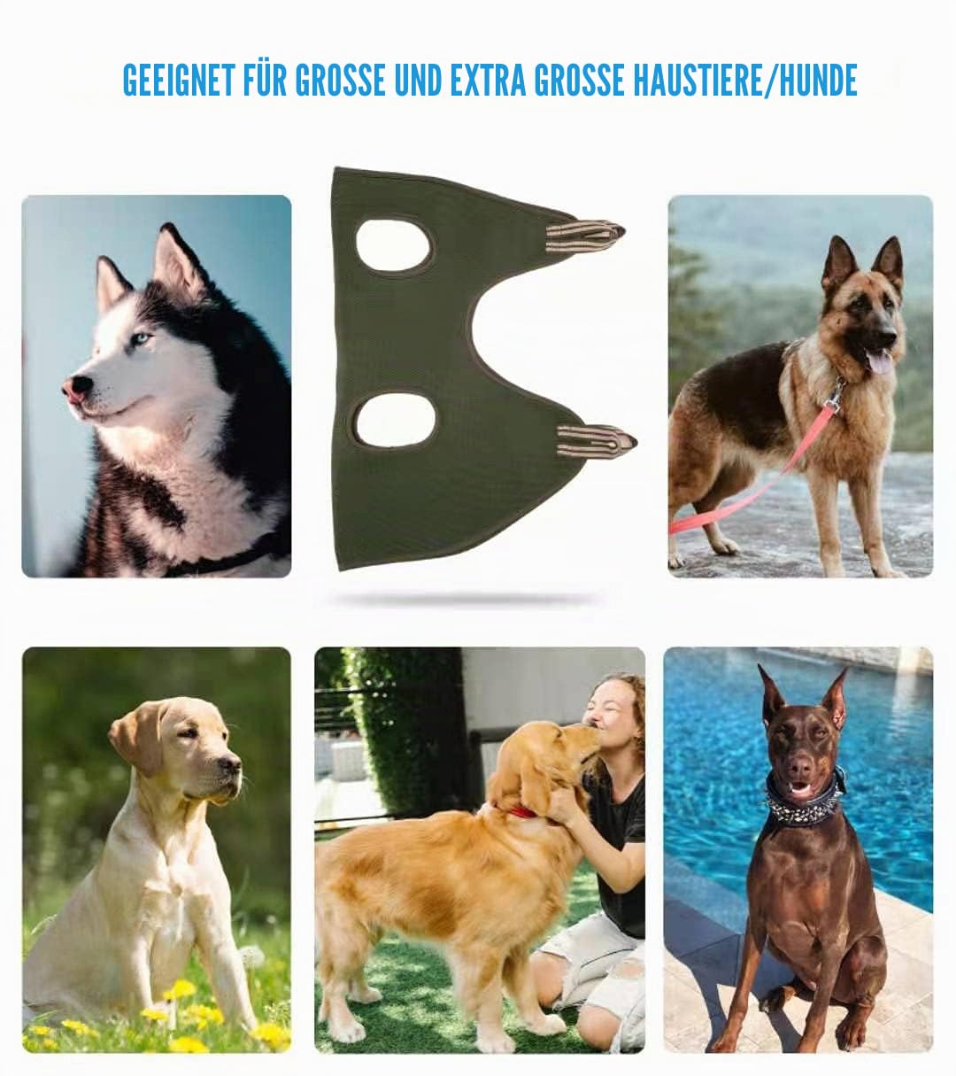 Kkiimatt 10-in-1 Haustier-Hundepflege-Hängematten-Geschirr mit Nagelknipser, Nagelfeile, Hunde-Nagelschneide-Hängematte, Fellpflegeschlinge zum Nageltrimmen/-schneiden, XXL+/max. 45,4 kg, Khaki-Grün