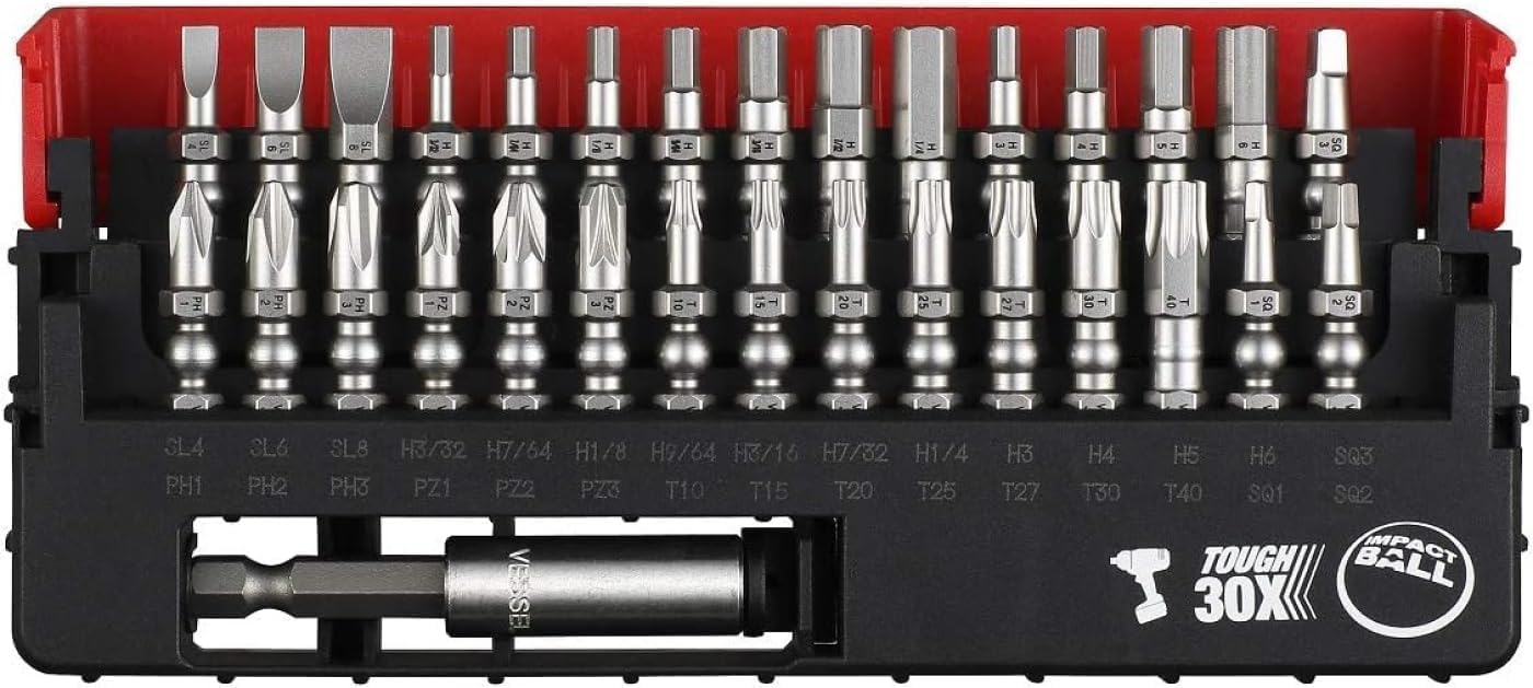 VESSEL Impact Ball™ Torsion Bit 30+1 PC. Set in Slide CASE No.IB31P02U Made in Japan by VESSEL