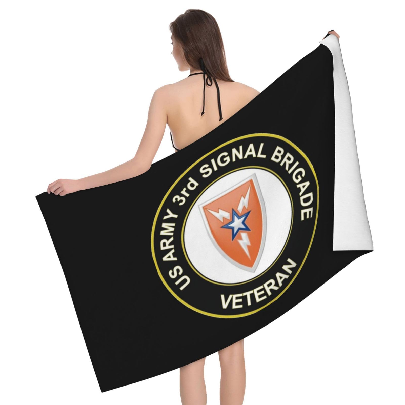Us Army 3rd Signal Brigade Veteran Lightweight Bath Towel 32"X52" Quick Dry High Absorbent Microfiber Absorbent Bath Towel for Shower