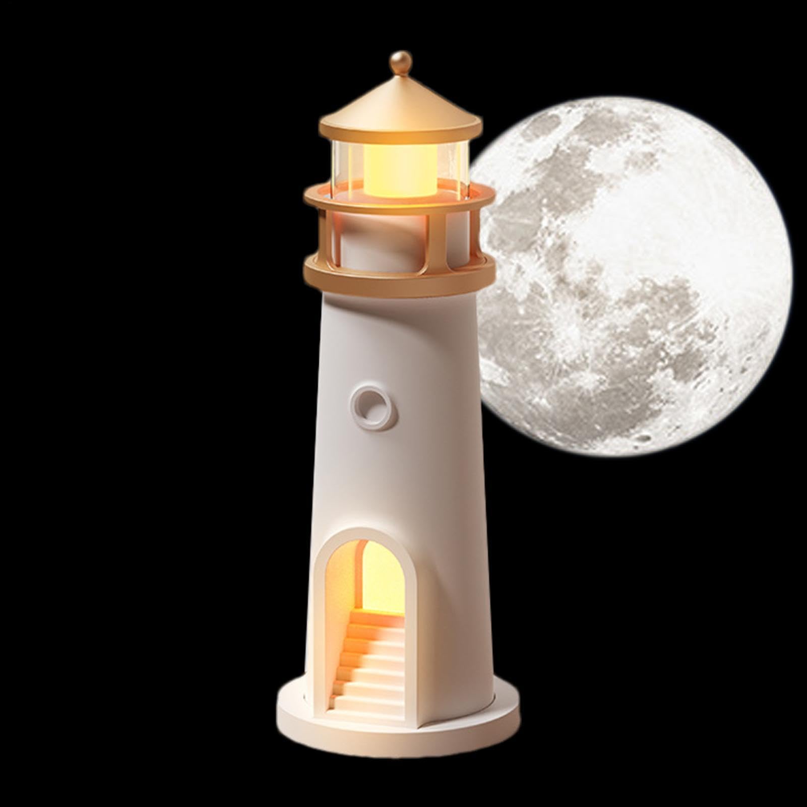 Moon Projection Lighthouse Lamp, Unique Wireless Table Lamp for Kids Adults (Induction)