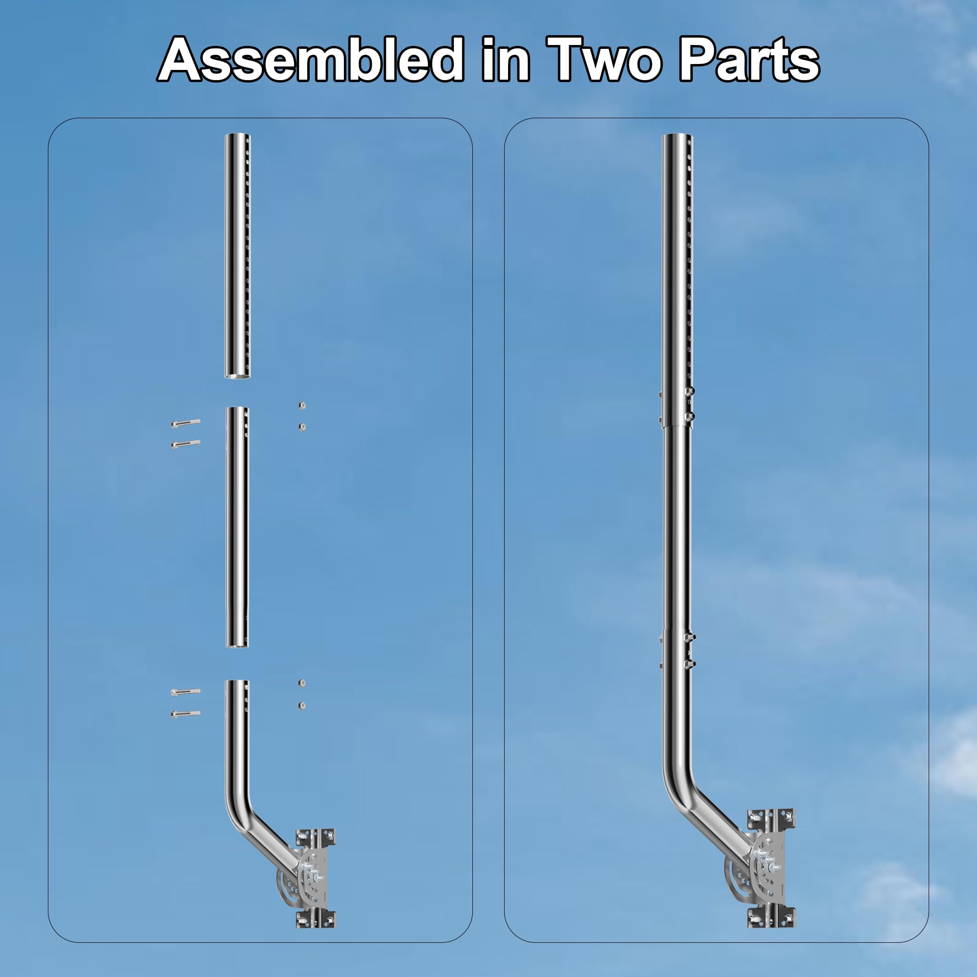 Palo antenna universale per TV, satellite, radio, antenne WiFi, Star-link (Scheggia-71-101cm)