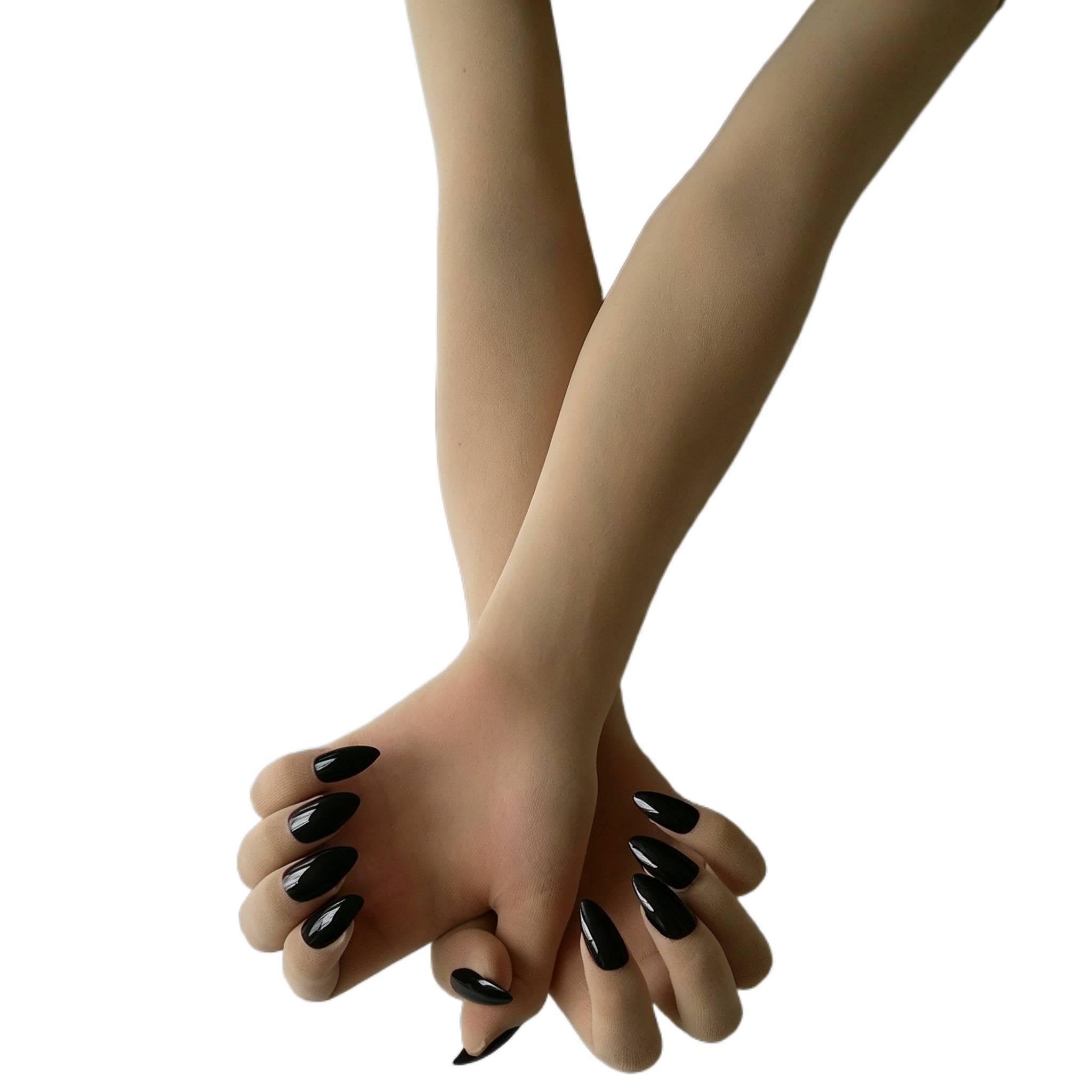Generisch Ultra Thin Breathable Split Five Finger Gloves Sheer Stocking Fabric Transparent Opera Length for Cosplay, Nail Art Display and Photography, HEI-DJ-FUSI, Einheitsgröße