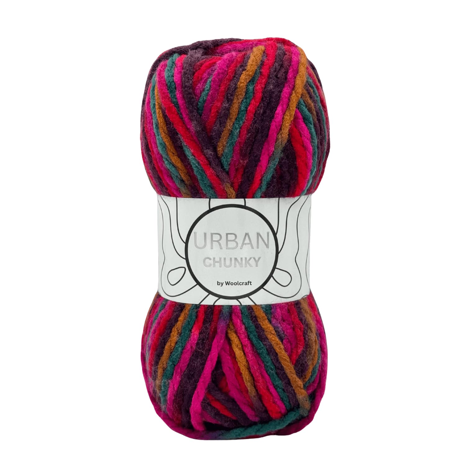 Woolcraft Urban Super Chunky Knitting & Crochet Yarn, 6 Self-Striping Shades in The Range, 100% Acrylic, 82 Metres, 100g Balls, Pack of 10, Hummingbird