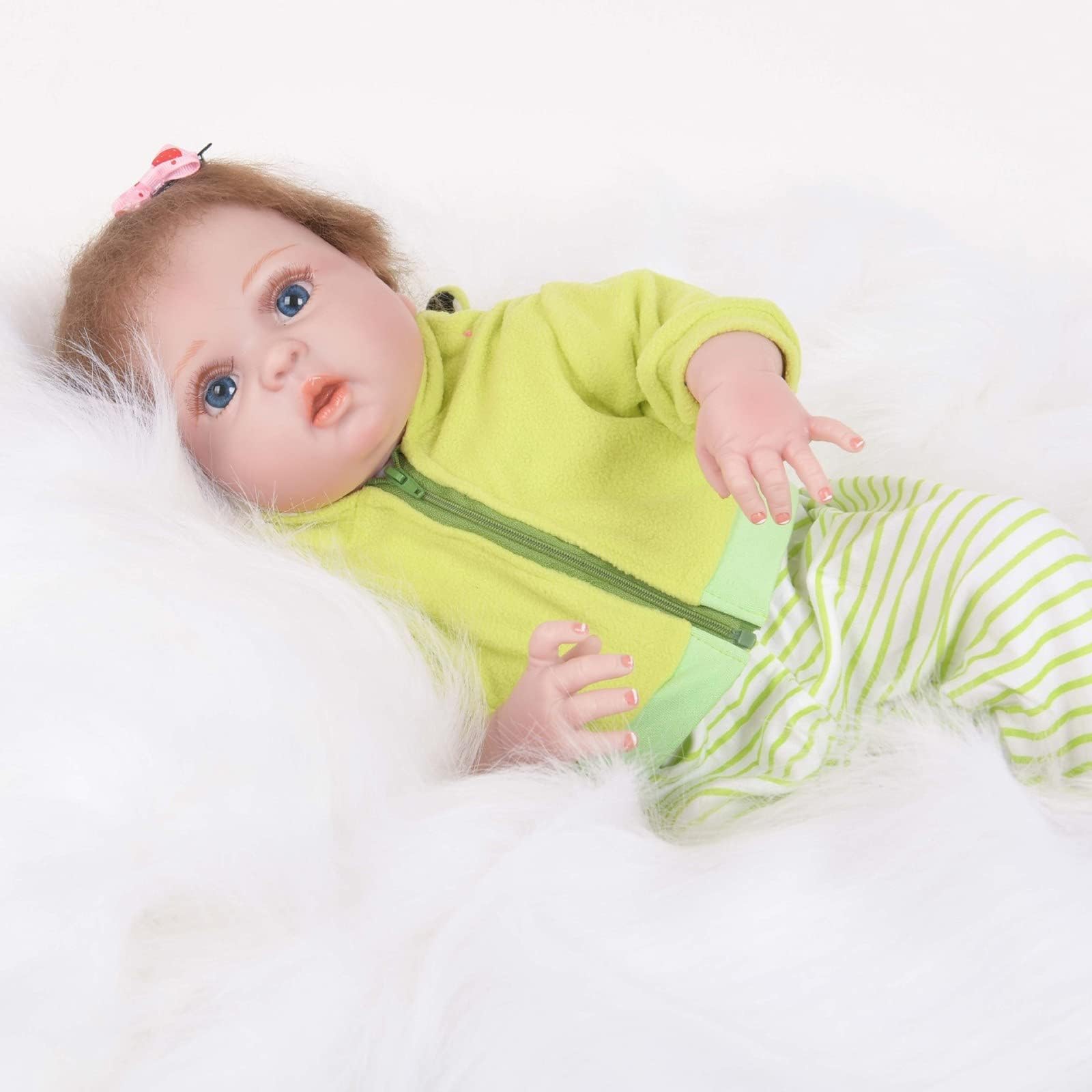 DLLzq Reborn Newborn Babies - 22inch/55cm Realistic Newborn Baby Doll Safe and Non-Toxic Silicone Material Newborn Baby Doll Silicone Full Body Newborn, Give Kids Much Fun in Life