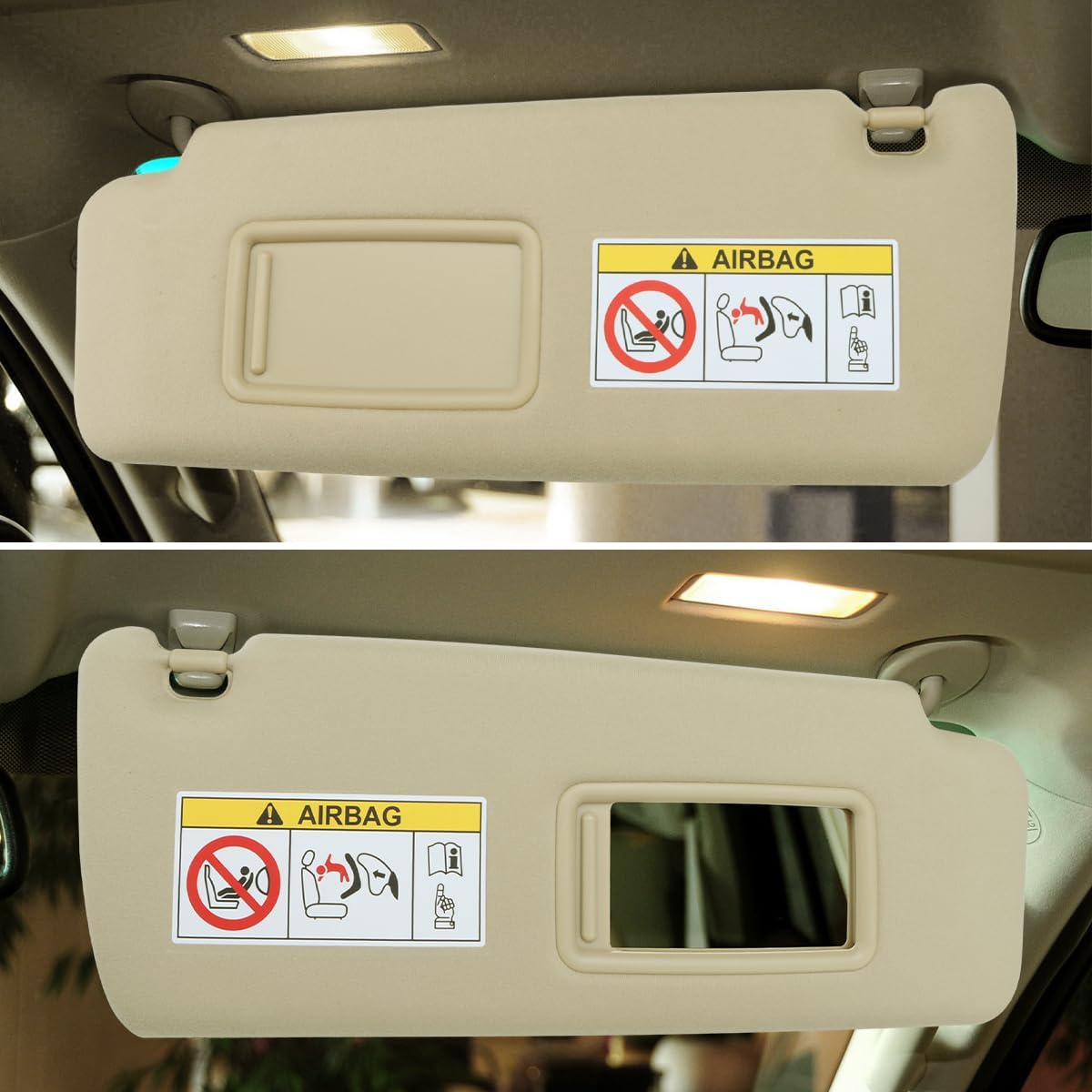 INTGET Beige 2PCS Sun Visors for Lexus GX460 Accessories 2010-2023 Toyota Land Cruiser Accessories Left & Right Side Sun Replacement 74320-0G030-A0 74310-0G030-A0 (Beige, 2PCS)