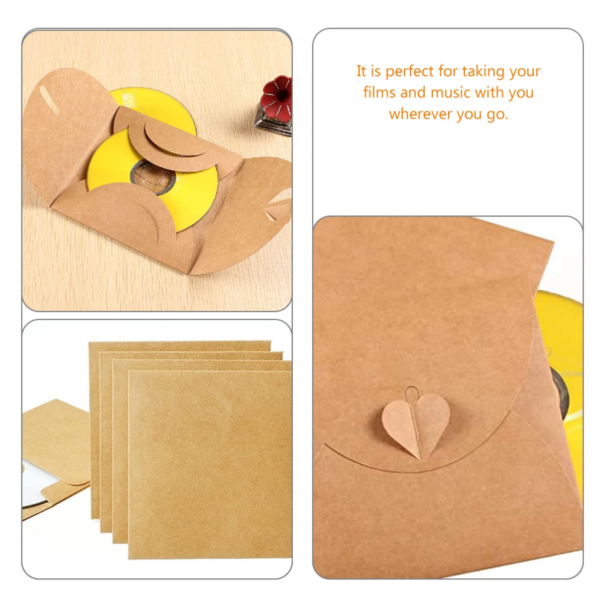 Buste in Carta Kraft per Dvd e CD, 50 Pezzi, Stile Retro | Conservazione Ordinata, Isolamento Dalla Polvere, Protezione da Graffi, per Casa e Sala Cinema