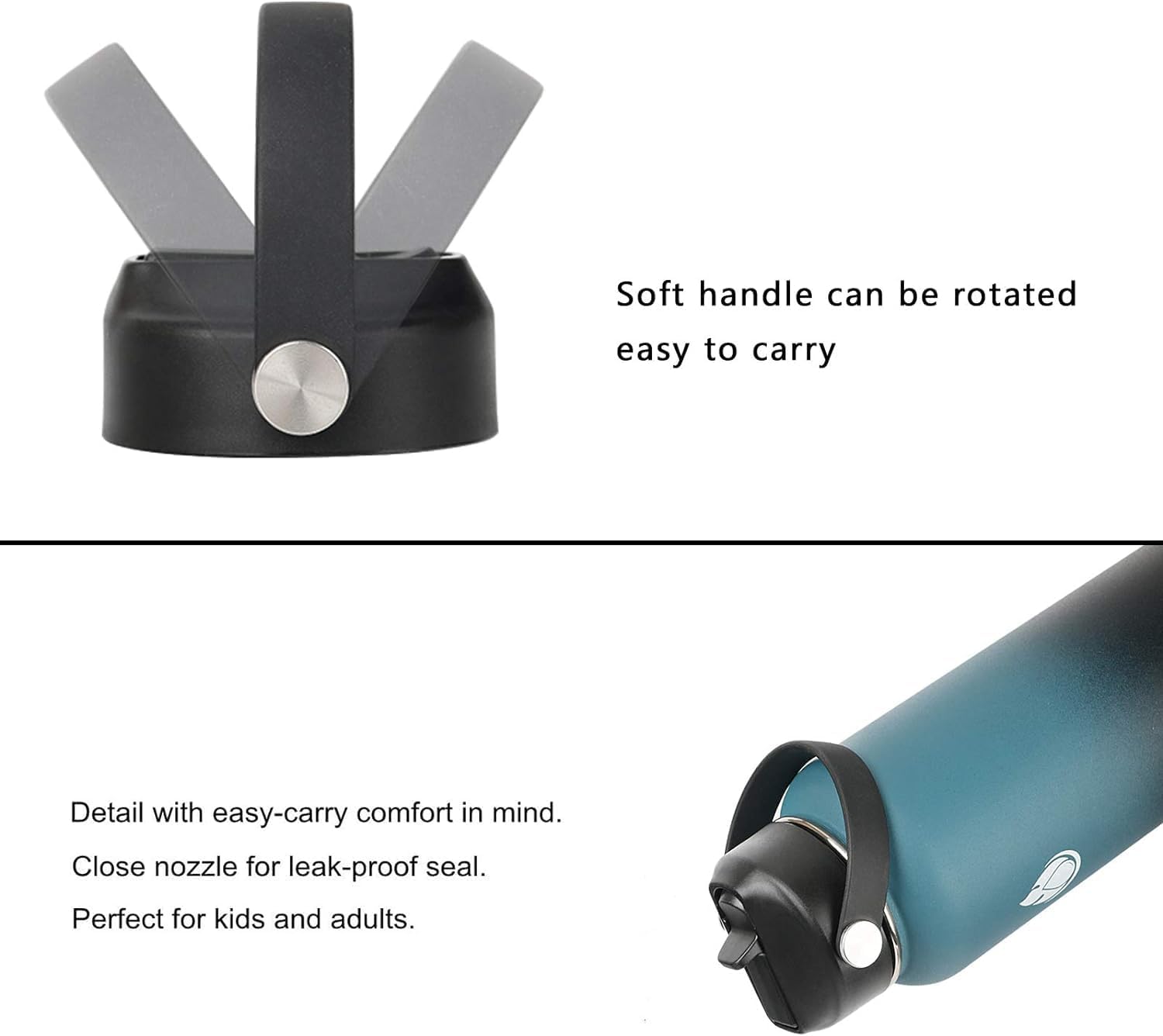 2 Pack Straw lid for Hydroflask Wide Mouth Water bottle,Flex Straw Lid compatible with Hydro Flask 12 16 18 20 32 40 64 oz,Sports Straw Cap Flip Top Lid Water Bottle Lid Accessories - Image 2