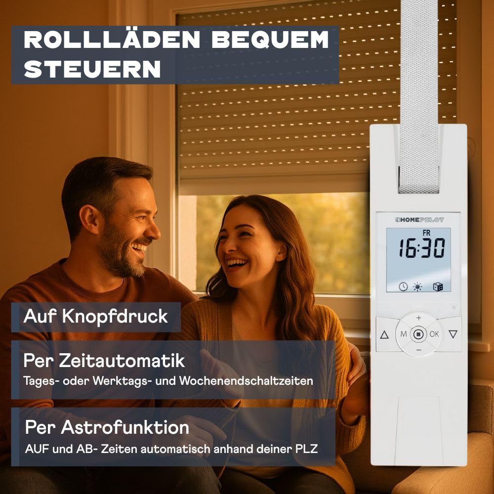 Home Pilot - Gurtwickler Premium Rollladenantrieb mit umfangr. Automatikfunktionen. Elektrischer Gurtwickler | Nachrüstung | Unterputz - 10172345