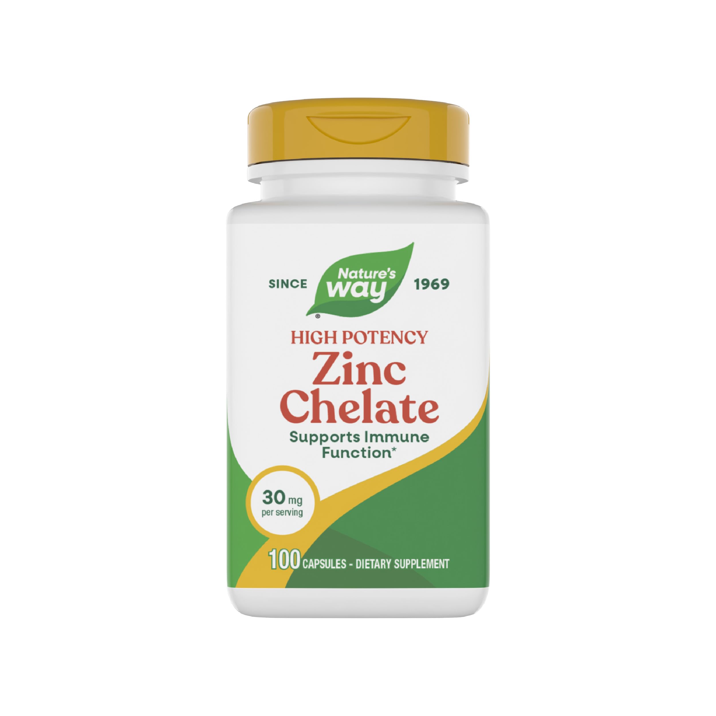 Nature's WayZinc Chelate, Supports Immune Function*, 30 mg per Serving, 100 Capsules (Packaging May Vary)