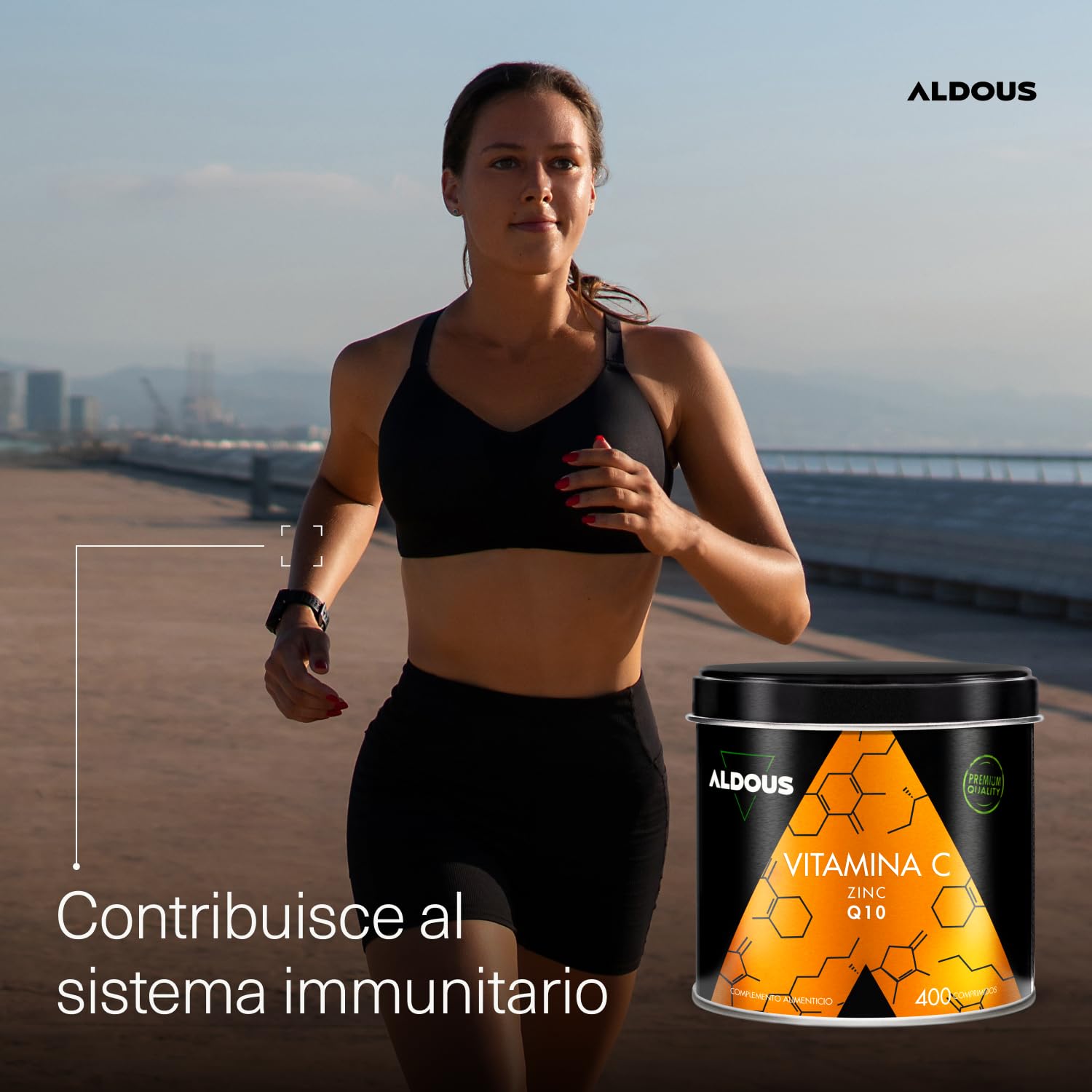 Vitamina C + Zinco + Q10-400 Compresse (Scorta per +1 Anno) - Vitamina C Alto Dosaggio - 100% Naturale - Integratori Stanchezza, Integratore Difese Immunitarie - ALDOUS