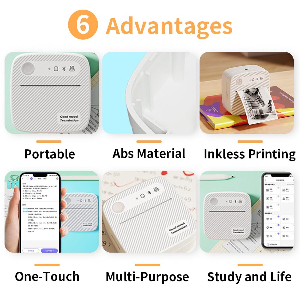 Imprimante Étiquettes Thermique Sans Fil 200 DPI – Mini Imprimante Expédition 13 Langues Pour PME Et Usage Maison