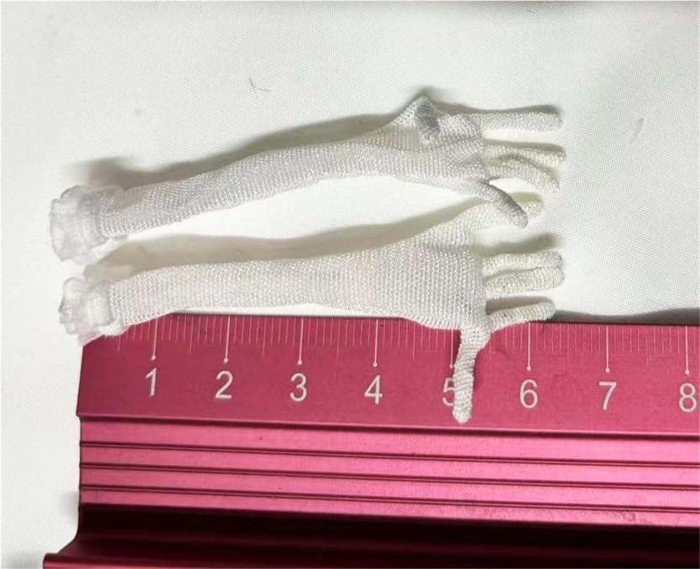 Gants de fête en maille 1/6 blanche pour figurine soldat 30cm