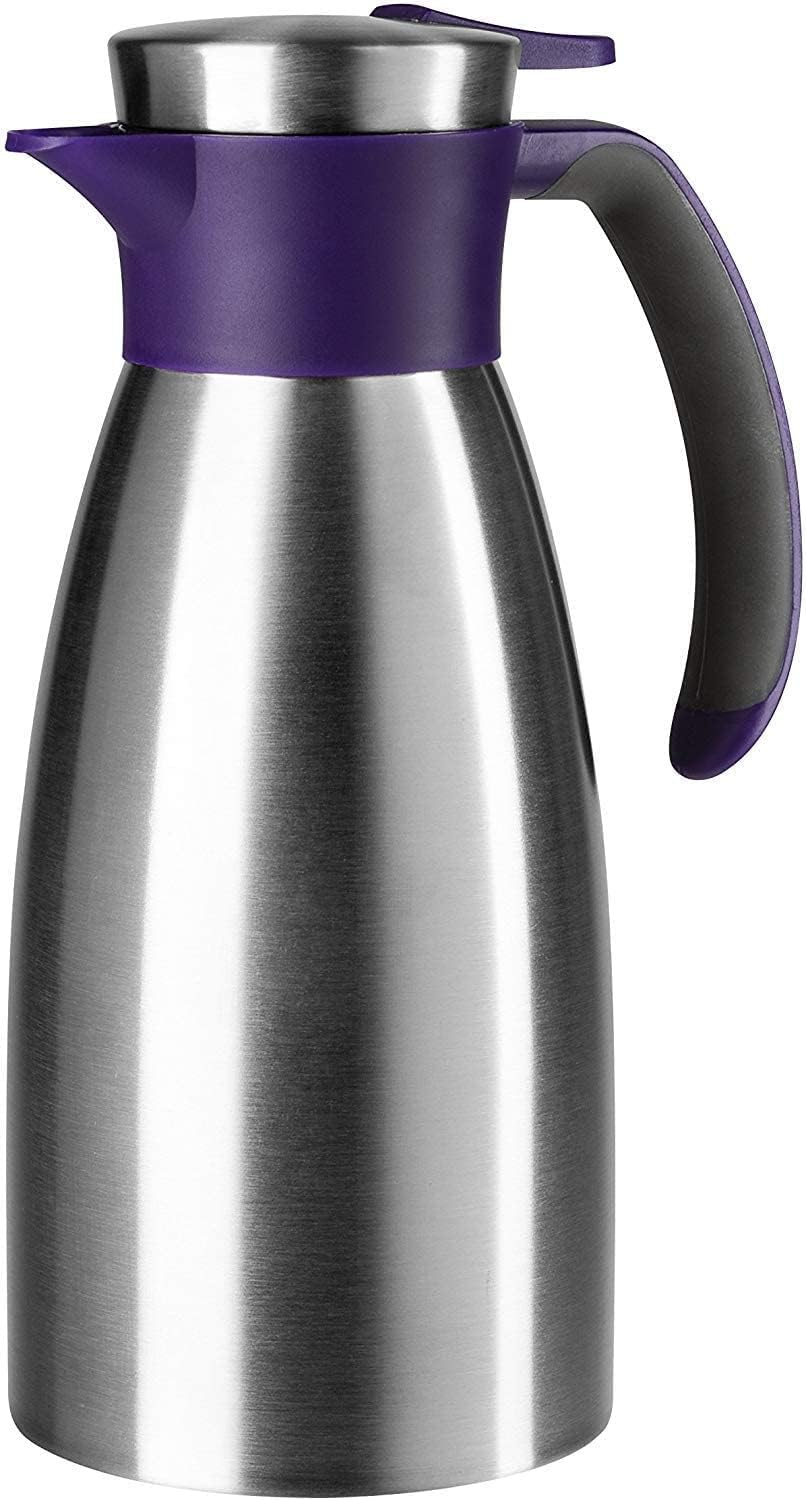 Emsa 18/10 Stainless Steel Soft Grip Carafe, 34-Ounce, Blackberry