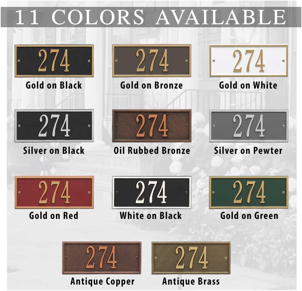 Small Whitehall Personalized Cast Metal Address plaque - The Hartford Mini Plaque. Made in the USA. Display your address and street name. Custom house number sign.