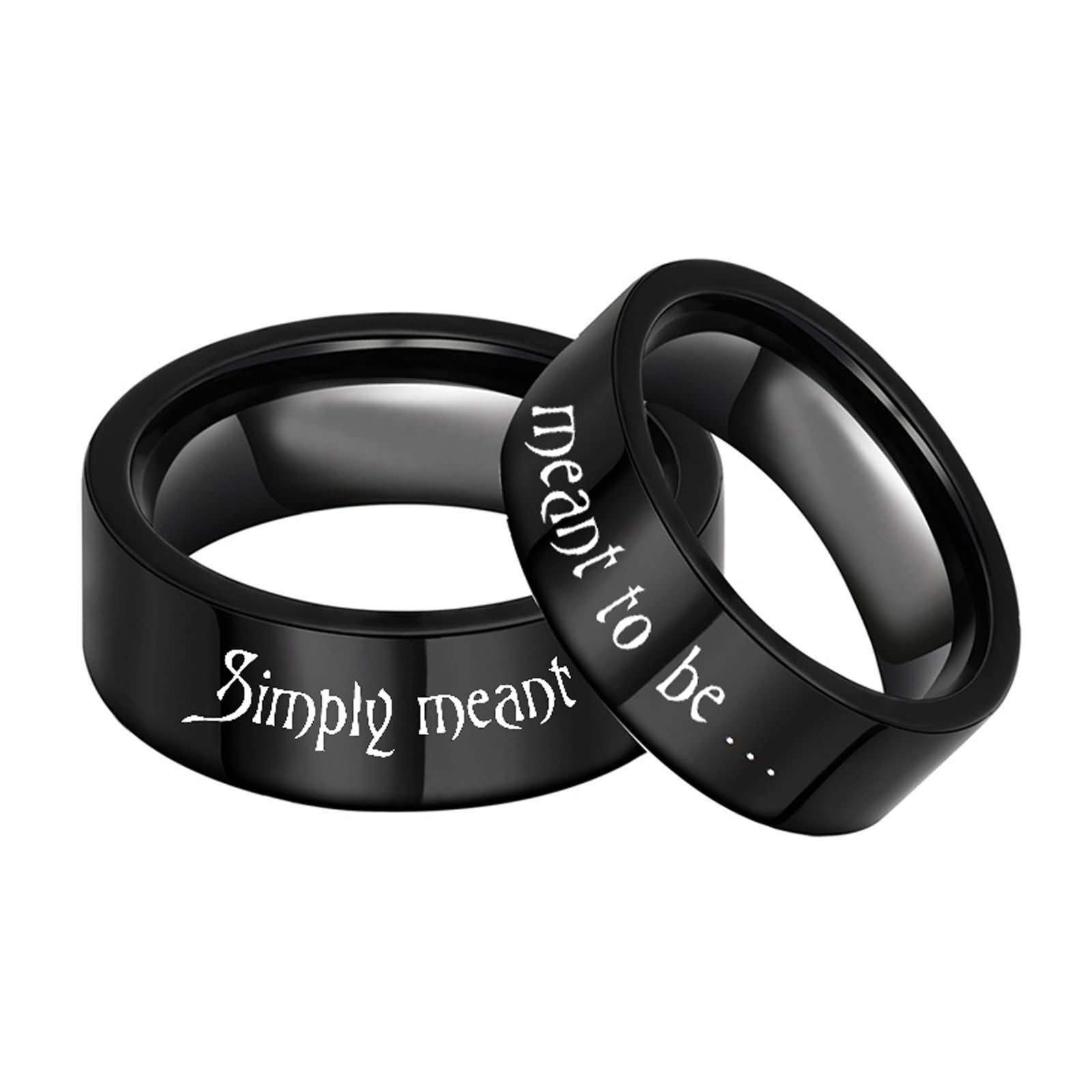 KnSamCouple Wedding Rings Stainless Steel Engraved Simply Meant to Be Black Ring Size 5-13