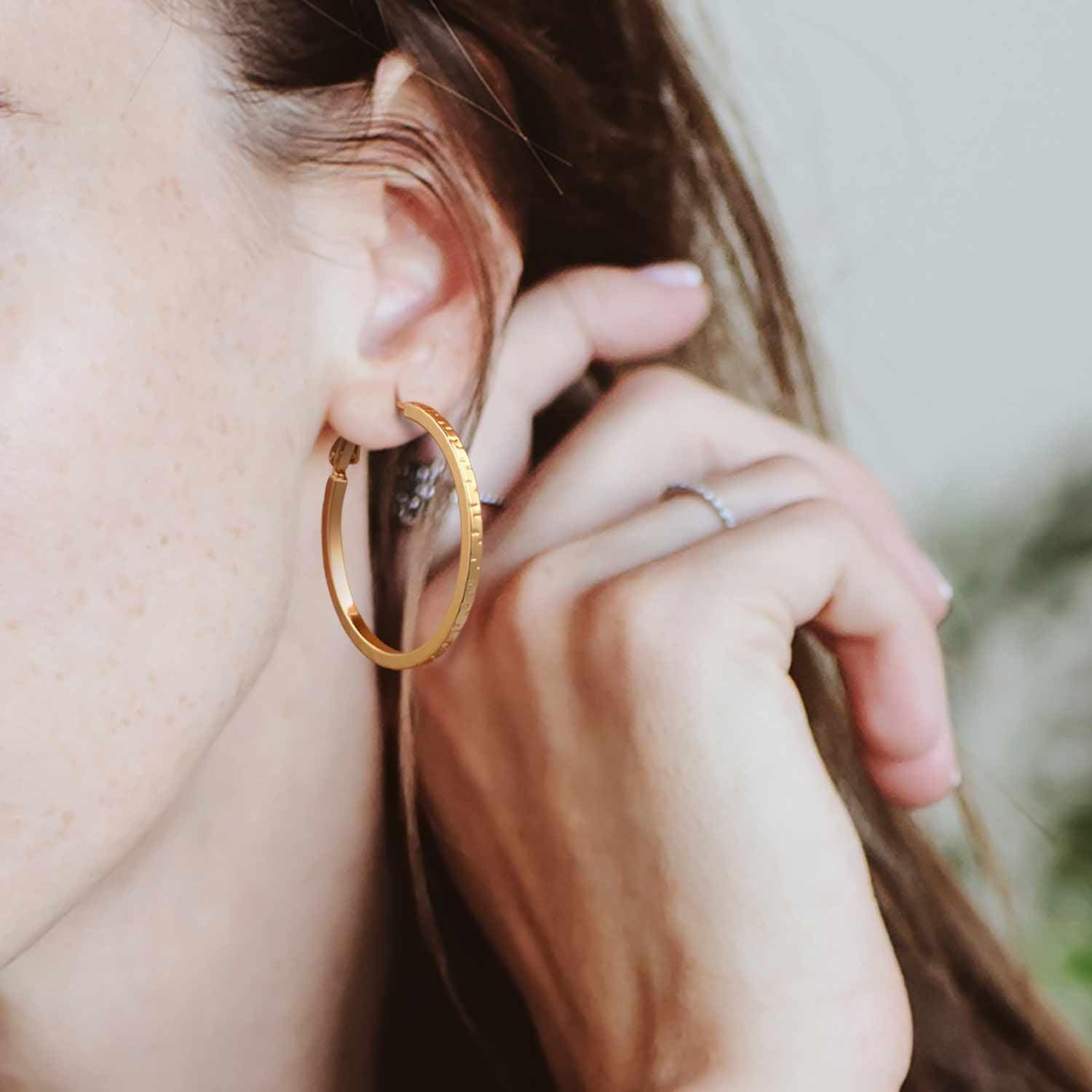 14k Gold Hoop Earrings for Women Gold Hoop Earrings for Women Hoops Trendy Square-edge Hypoallergenic Hoops Earring for Womens 35/40mm - Image 3