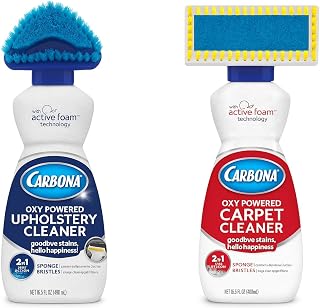 Carbona Carpet Cleaner and Upholstery Cleaner Bundle | Oxy Powered Formula with Brush Head for Spot Stain Removal | 13.5 Fl Oz Each